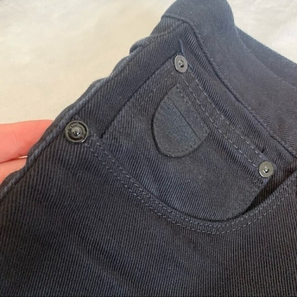 denim Womens Jean shorts butterfly buttons HIGH RISE 25 BLACK raw hem 𝅺APRIL77 - Picture 6 of 13